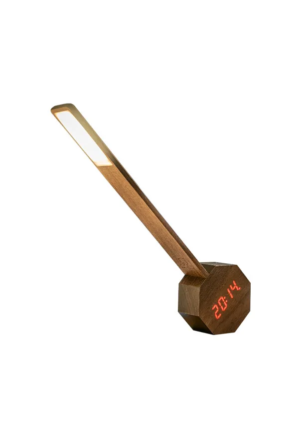 G012WT--Octagon-One-Plus-American-Walnut-Desk-Light-Clock.webp